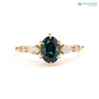One of a kind Montana Sapphire Ring, oval teal sapphire diamond engagement ring DisneyValley