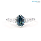 One of a kind Montana Sapphire Ring, oval teal sapphire diamond engagement ring DisneyValley