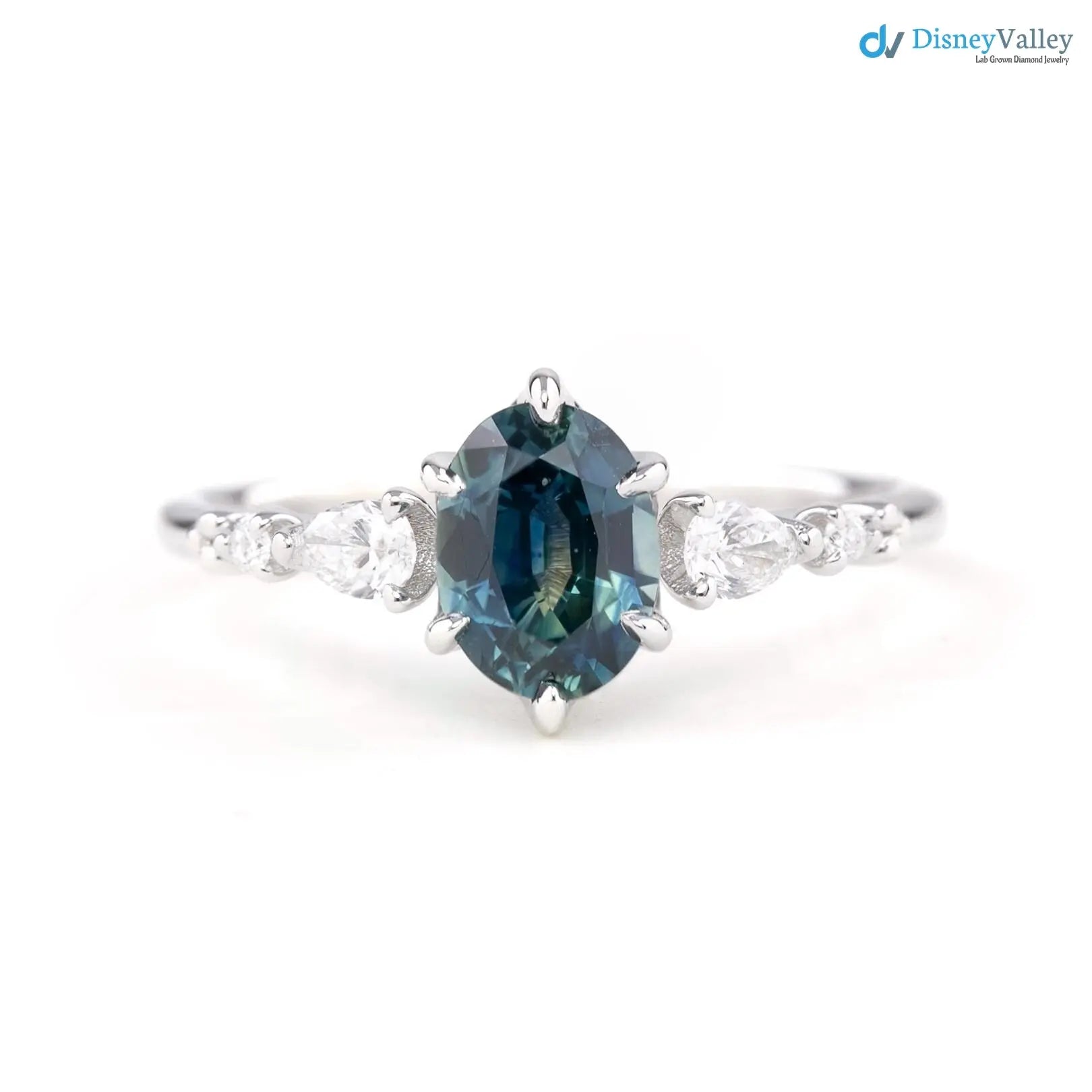 One of a kind Montana Sapphire Ring, oval teal sapphire diamond engagement ring DisneyValley