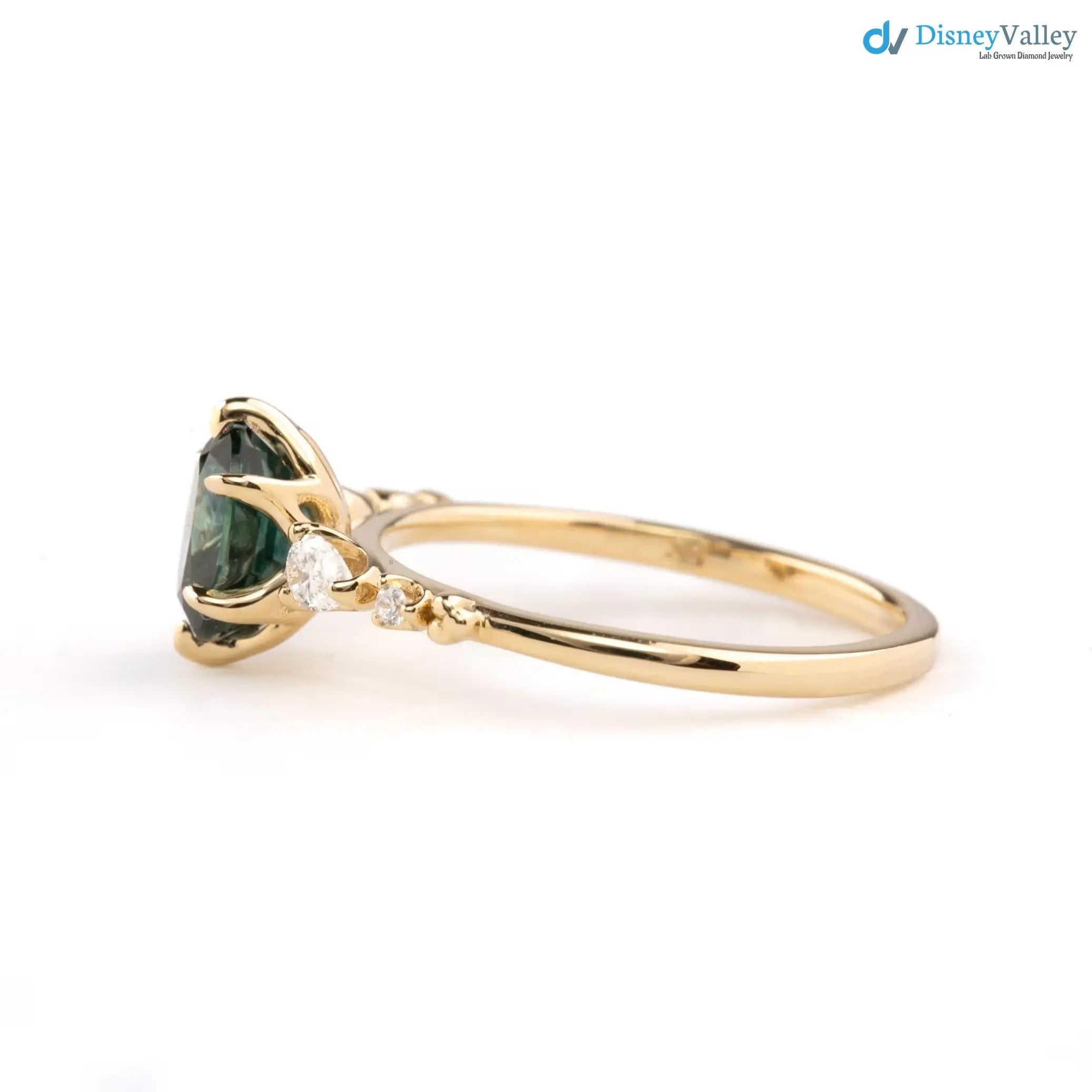 One of a kind Montana Sapphire Ring, oval teal sapphire diamond engagement ring DisneyValley