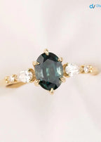 One of a kind Montana Sapphire Ring, oval teal sapphire diamond engagement ring DisneyValley