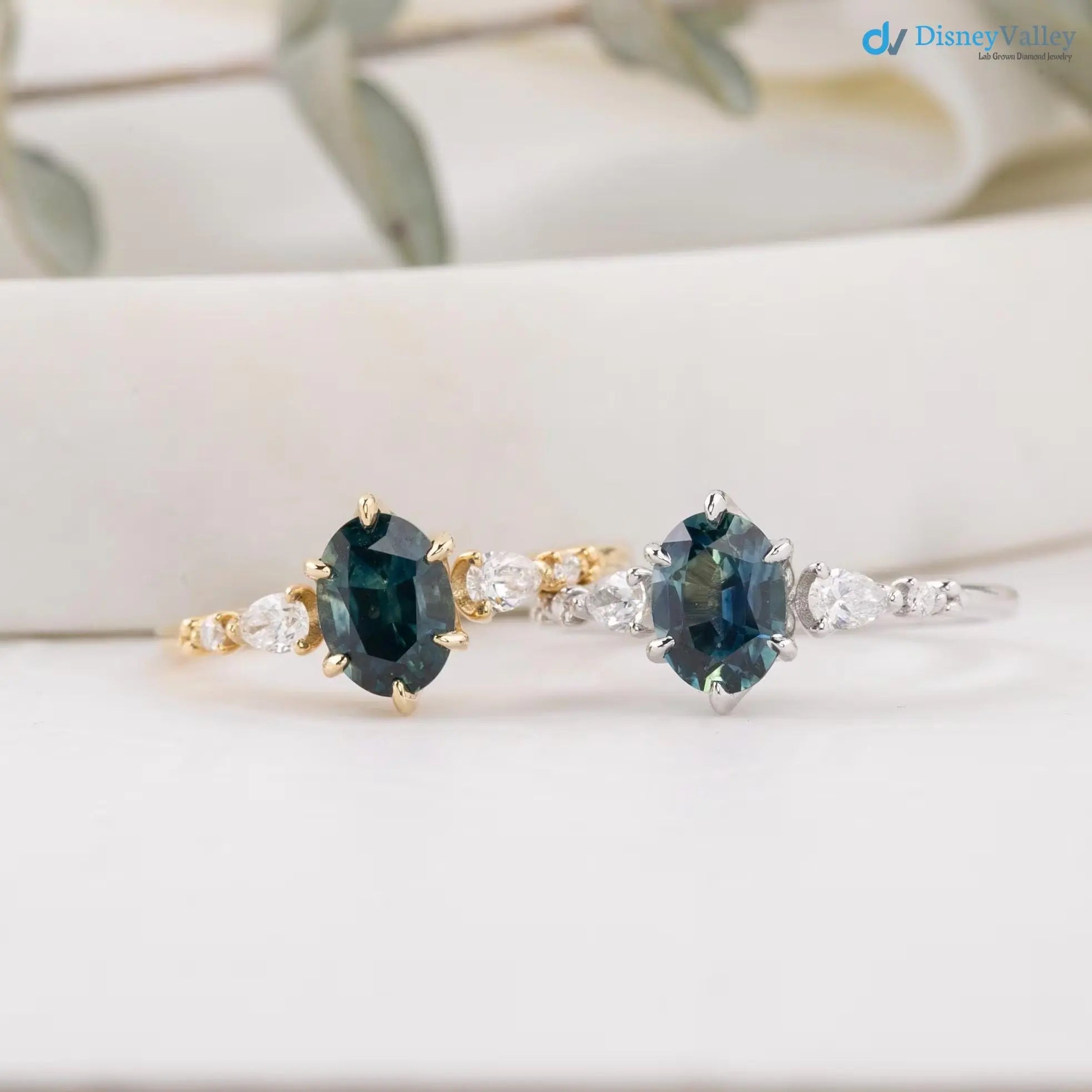 One of a kind Montana Sapphire Ring, oval teal sapphire diamond engagement ring DisneyValley
