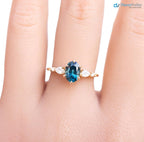 One of a kind Montana Sapphire Ring, oval teal sapphire diamond engagement ring DisneyValley