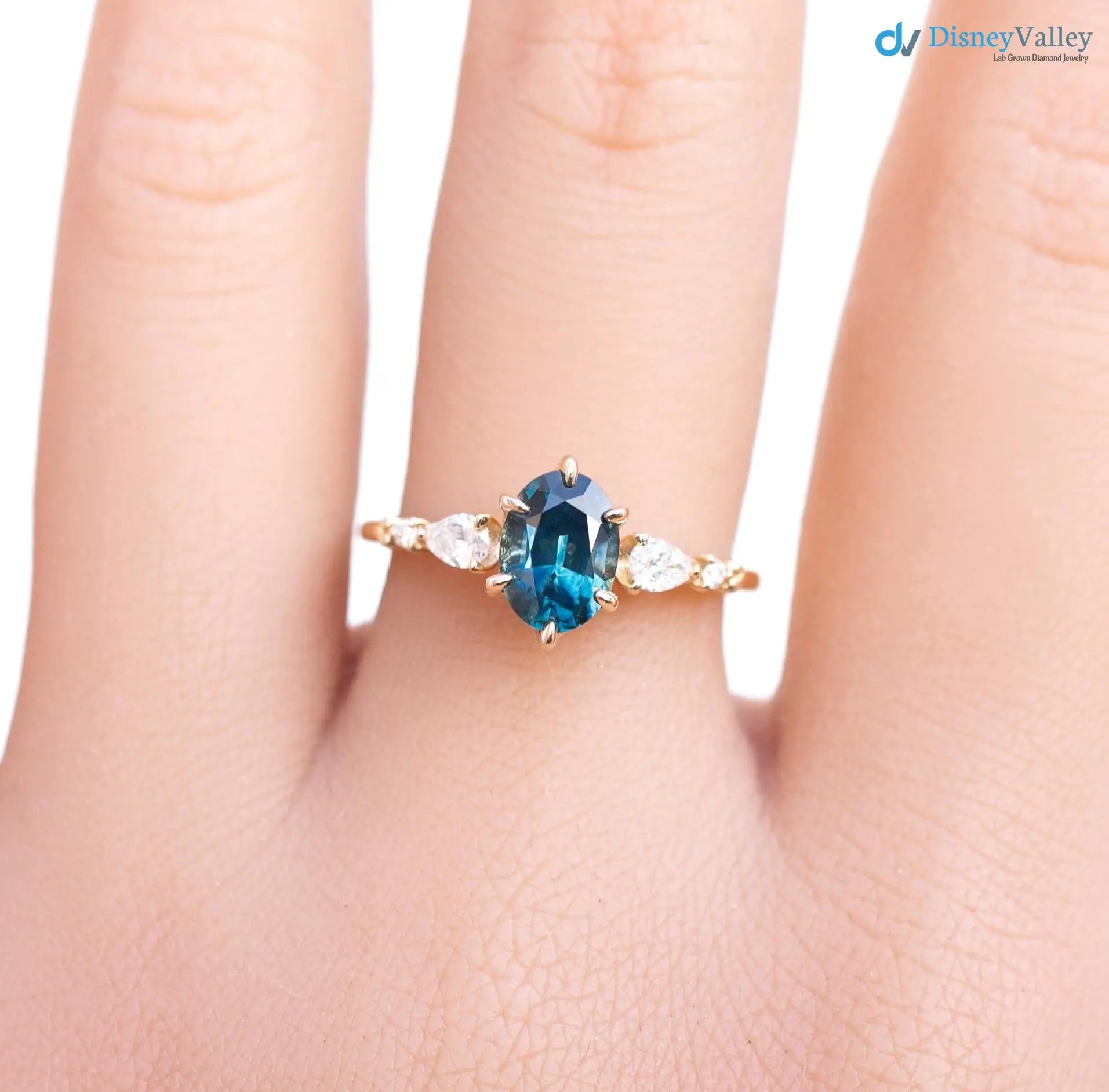 One of a kind Montana Sapphire Ring, oval teal sapphire diamond engagement ring DisneyValley
