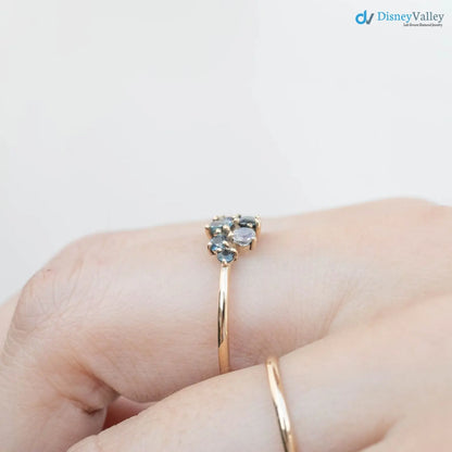 One of a kind Teal blue sapphire cluster ring unique multi cluster ring, multi stone green ring DisneyValley
