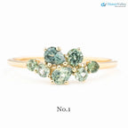 One of a kind Teal blue sapphire cluster ring unique multi cluster ring, multi stone green ring DisneyValley