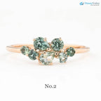 One of a kind Teal blue sapphire cluster ring unique multi cluster ring, multi stone green ring DisneyValley
