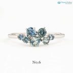 One of a kind Teal blue sapphire cluster ring unique multi cluster ring, multi stone green ring DisneyValley