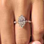 Dutch Marquise Engagement Ring in Shared Prong Pave Setting