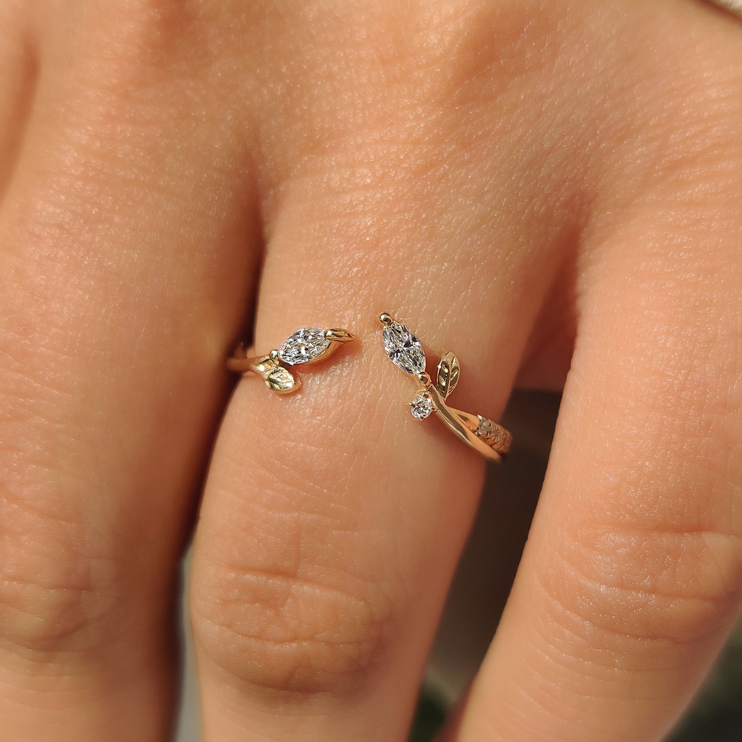 Nature Inspired Stackable Wedding Band in Open Gap Setting