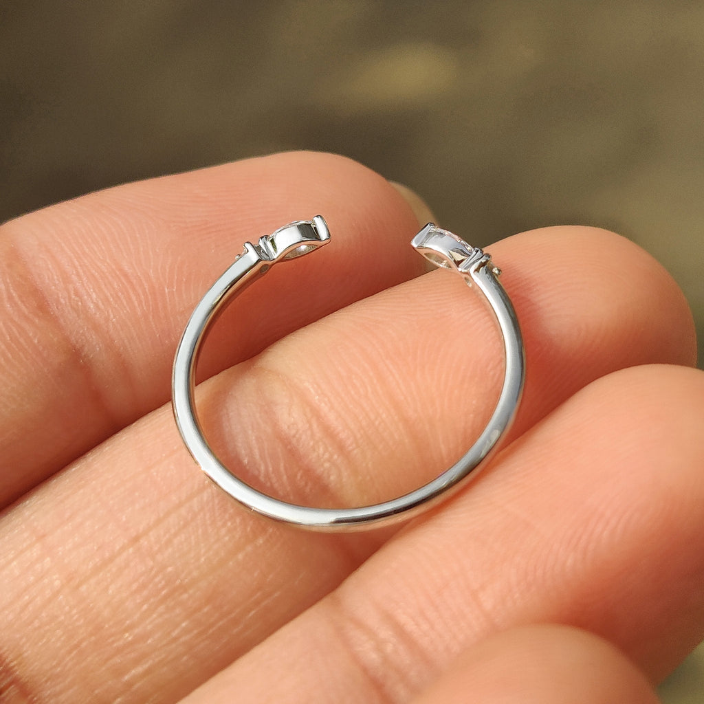 Marquise and Round Diamond Band in Open Gap Style