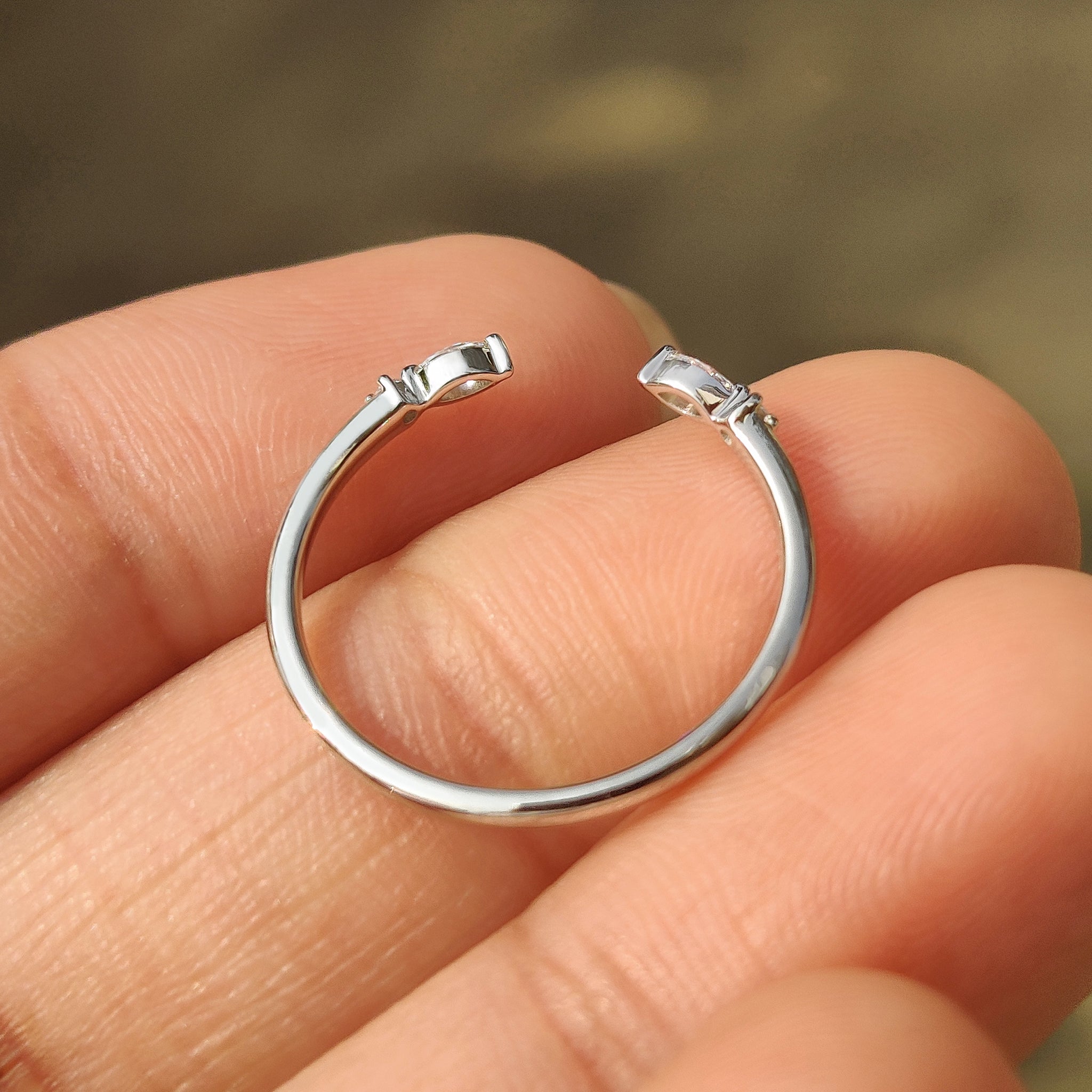 Marquise and Round Diamond Band in Open Gap Style