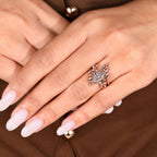 Dutch Marquise Ring with Enhancer Band Nature Inspired Bridal Set