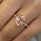 Oval Cut Fancy Intense Brownish Pink Diamond Hidden Halo Engagement Ring DisneyValley
