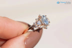 Oval Cut Lab Grown Diamond with Rose Floral Halo wedding rings DisneyValley