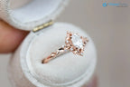 Oval Cut Lab Grown Diamond with Rose Floral Halo wedding rings DisneyValley