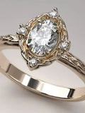 Oval Cut Lab Grown with 4 Lab Diamonds Braided Vintage Halo Engagement Ring DisneyValley