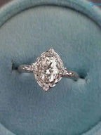 Oval Cut Lab Grown with 4 Lab Diamonds Braided Vintage Halo Engagement Ring DisneyValley