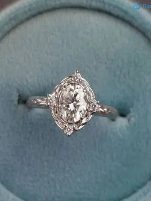 Oval Cut Lab Grown with 4 Lab Diamonds Braided Vintage Halo Engagement Ring DisneyValley