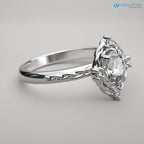 Oval Cut Lab Grown with 4 Lab Diamonds Braided Vintage Halo Engagement Ring - DisneyValley