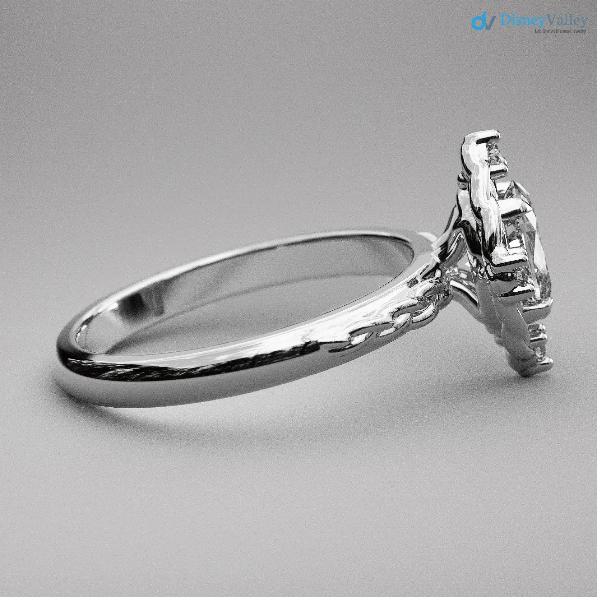 Oval Cut Lab Grown with 4 Lab Diamonds Braided Vintage Halo Engagement Ring - DisneyValley