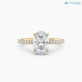 Oval Cut lab grown with Hidden Halo Pave band wedding ring - DisneyValley