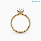 Oval Cut lab grown with Hidden Halo Pave band wedding ring - DisneyValley