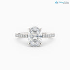 Oval Cut lab grown with Hidden Halo Pave band wedding ring - DisneyValley