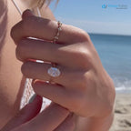 Oval Cut white lab grown single diamond slim wedding ring - DisneyValley