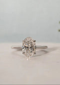 Oval Cut white lab grown slim minimalist engagement ring - DisneyValley