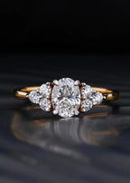Oval Solitaire Ring With Round Accent Stones wedding ring - DisneyValley