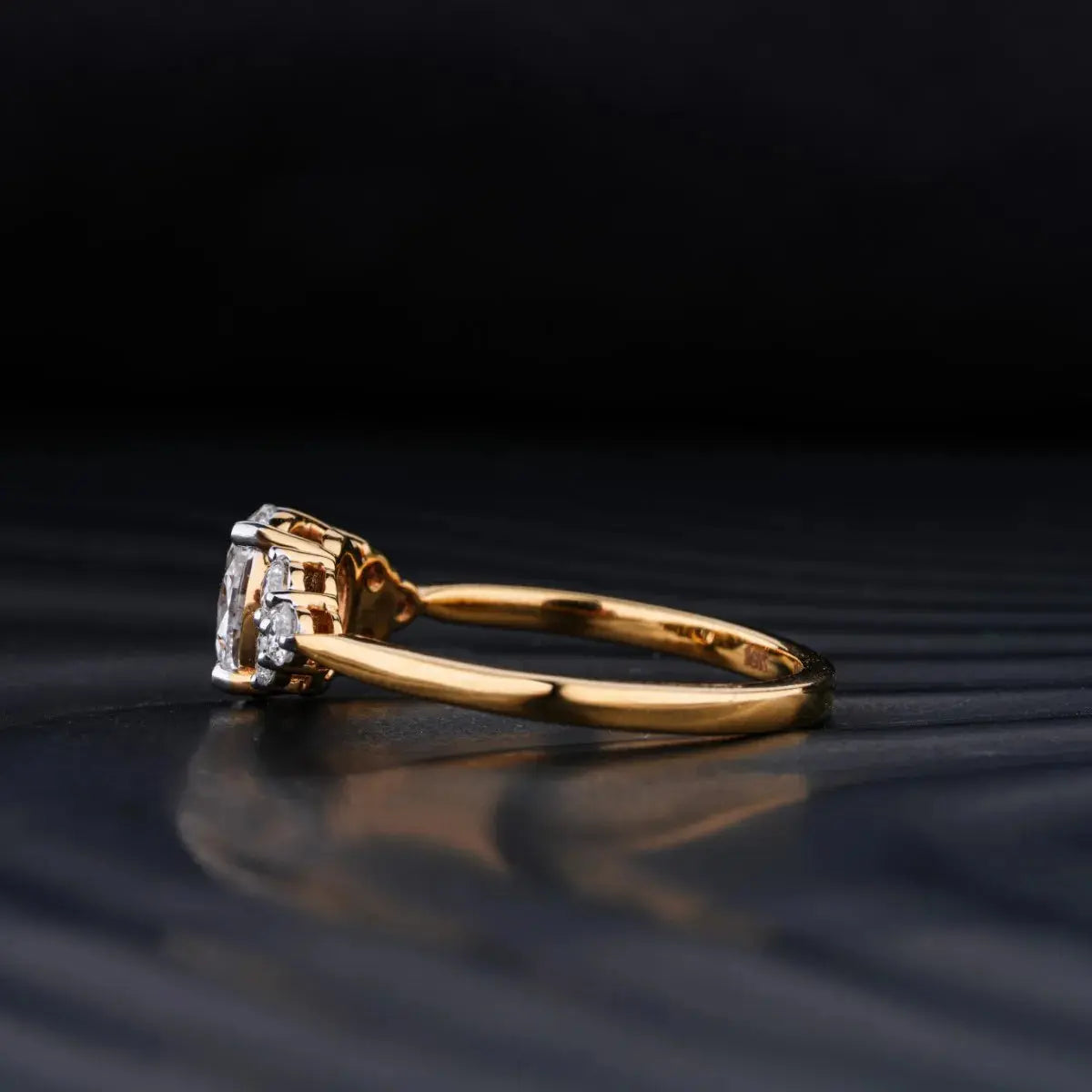Oval Solitaire Ring With Round Accent Stones wedding ring - DisneyValley