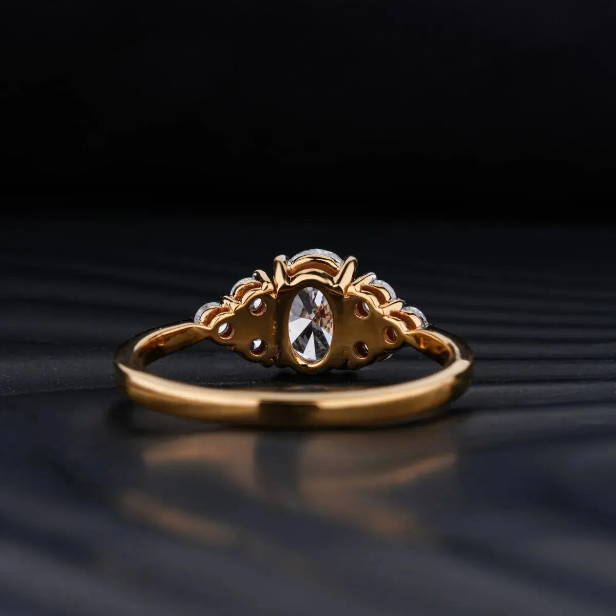 Oval Solitaire Ring With Round Accent Stones wedding ring - DisneyValley