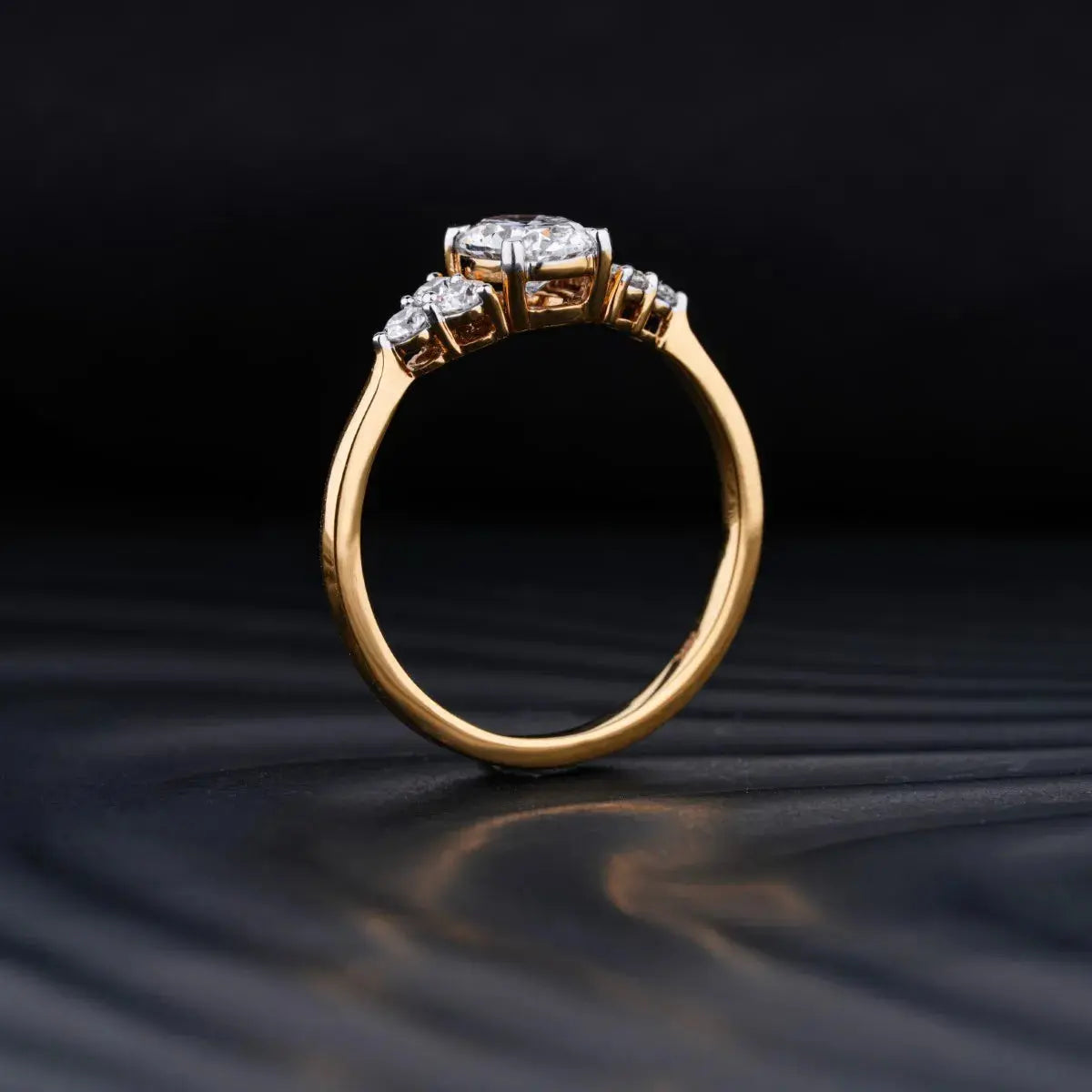 Oval Solitaire Ring With Round Accent Stones wedding ring - DisneyValley