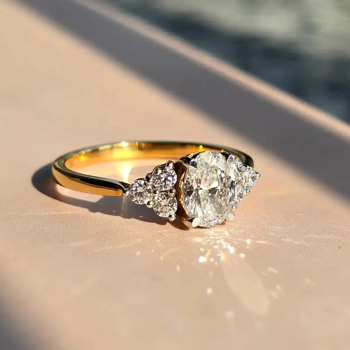 Oval Solitaire Ring With Round Accent Stones wedding ring - DisneyValley