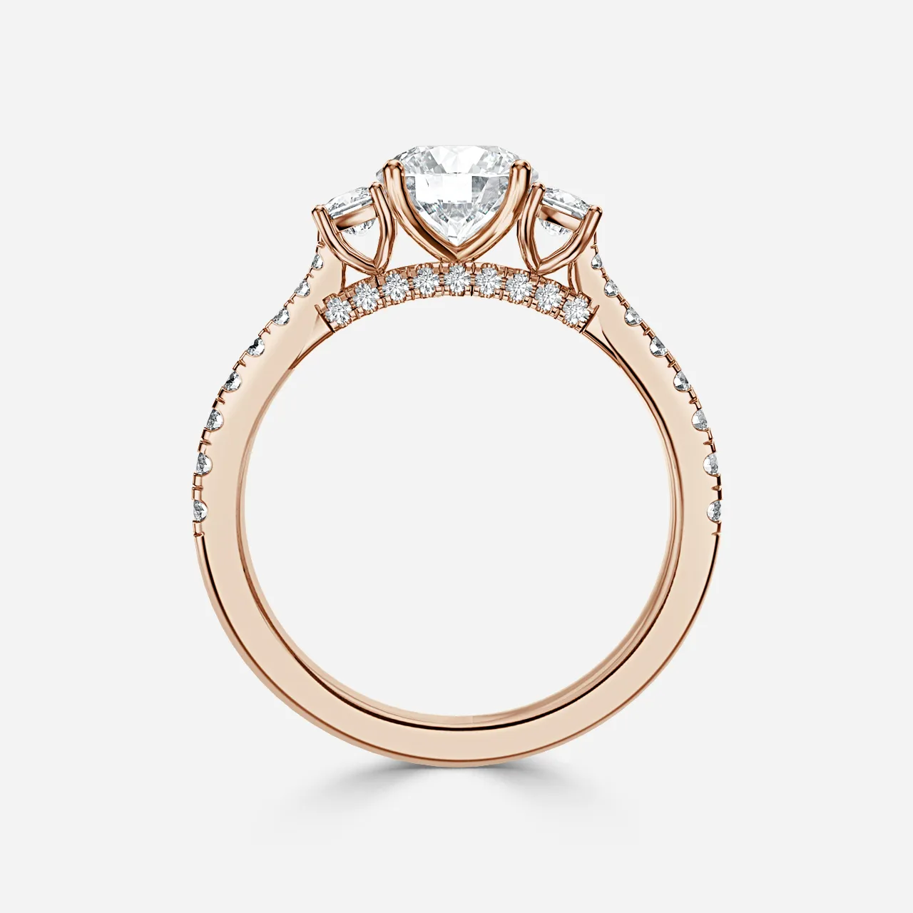 1.0 CT Round Moissanite pave Engagement Ring