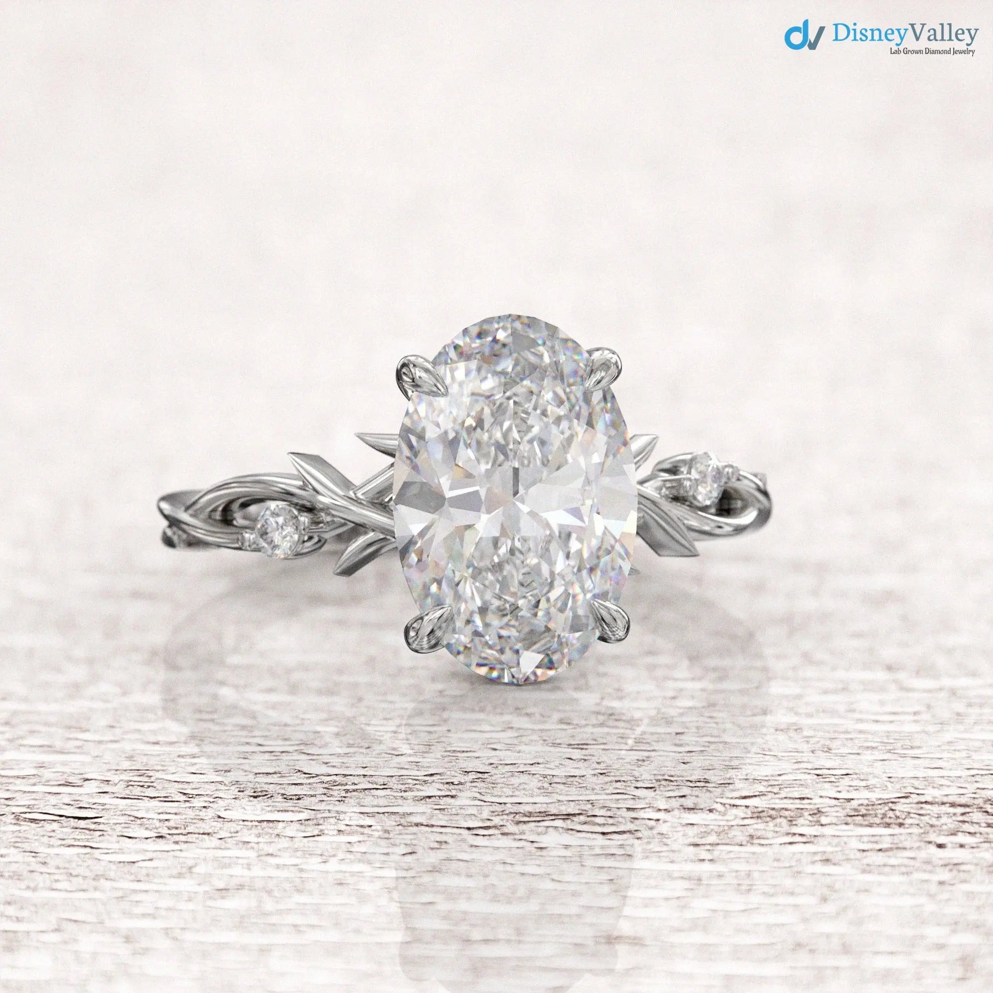 Oval Twig Engagement Ring, 2ct Unique Nature Inspired Lab Grown Engagement Ring DisneyValley Main image