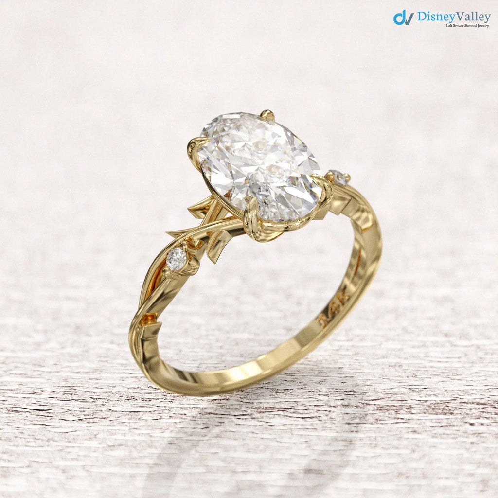 Oval Twig Engagement Ring, 2ct Unique Nature Inspired Lab Grown Engagement Ring DisneyValley