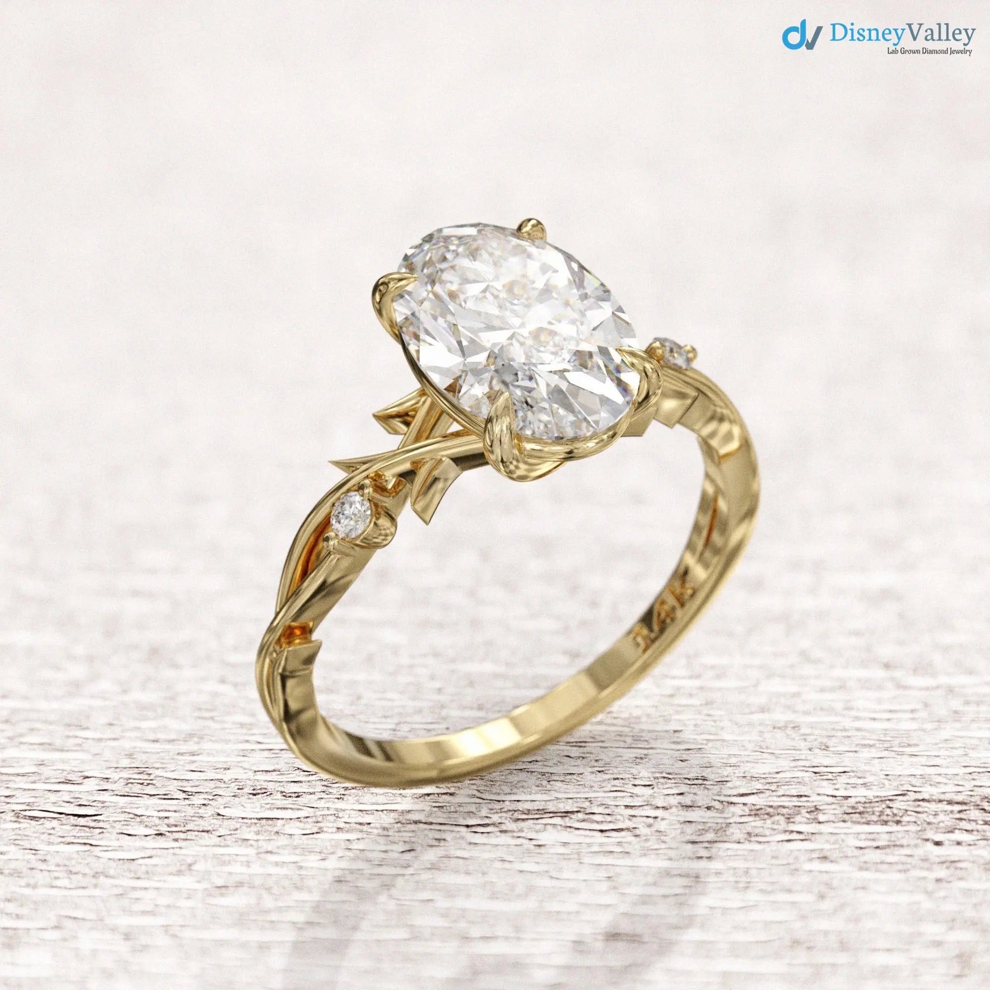 Oval Twig Engagement Ring, 2ct Unique Nature Inspired Lab Grown Engagement Ring DisneyValley