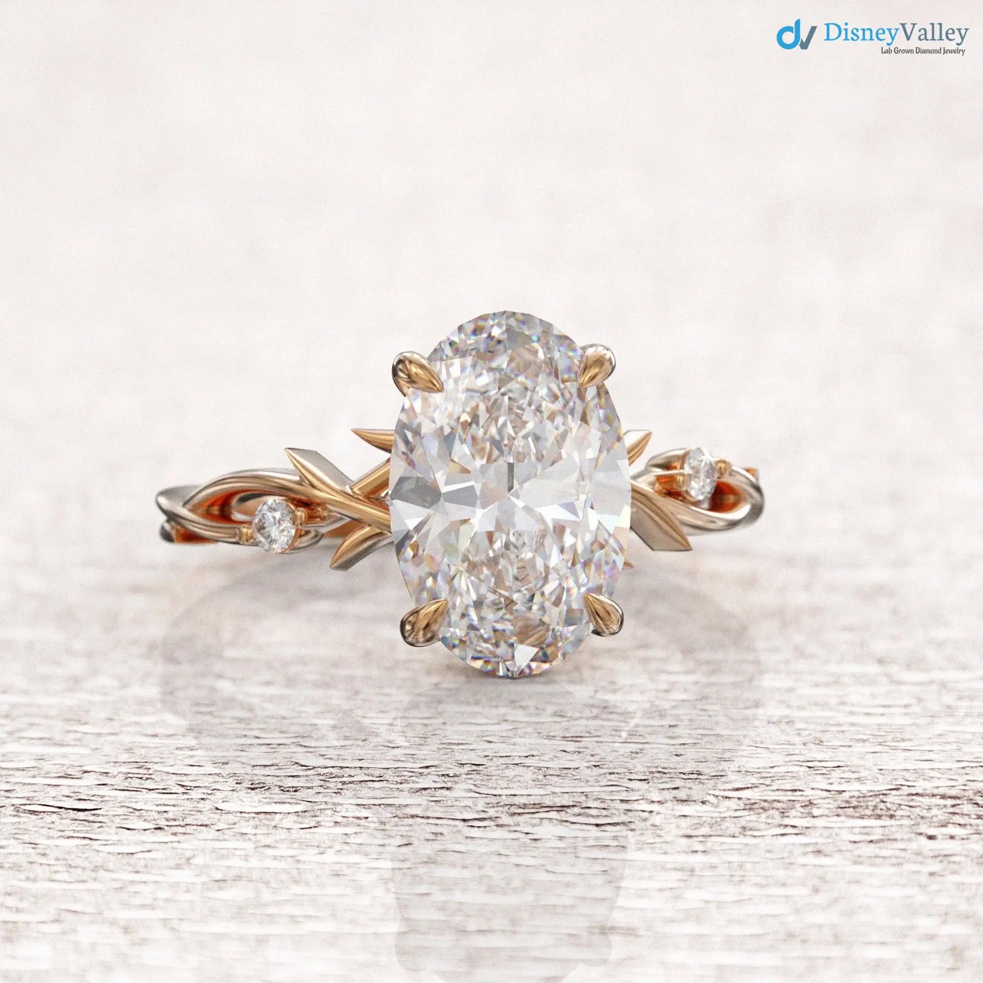 Oval Twig Engagement Ring, 2ct Unique Nature Inspired Lab Grown Engagement Ring DisneyValley
