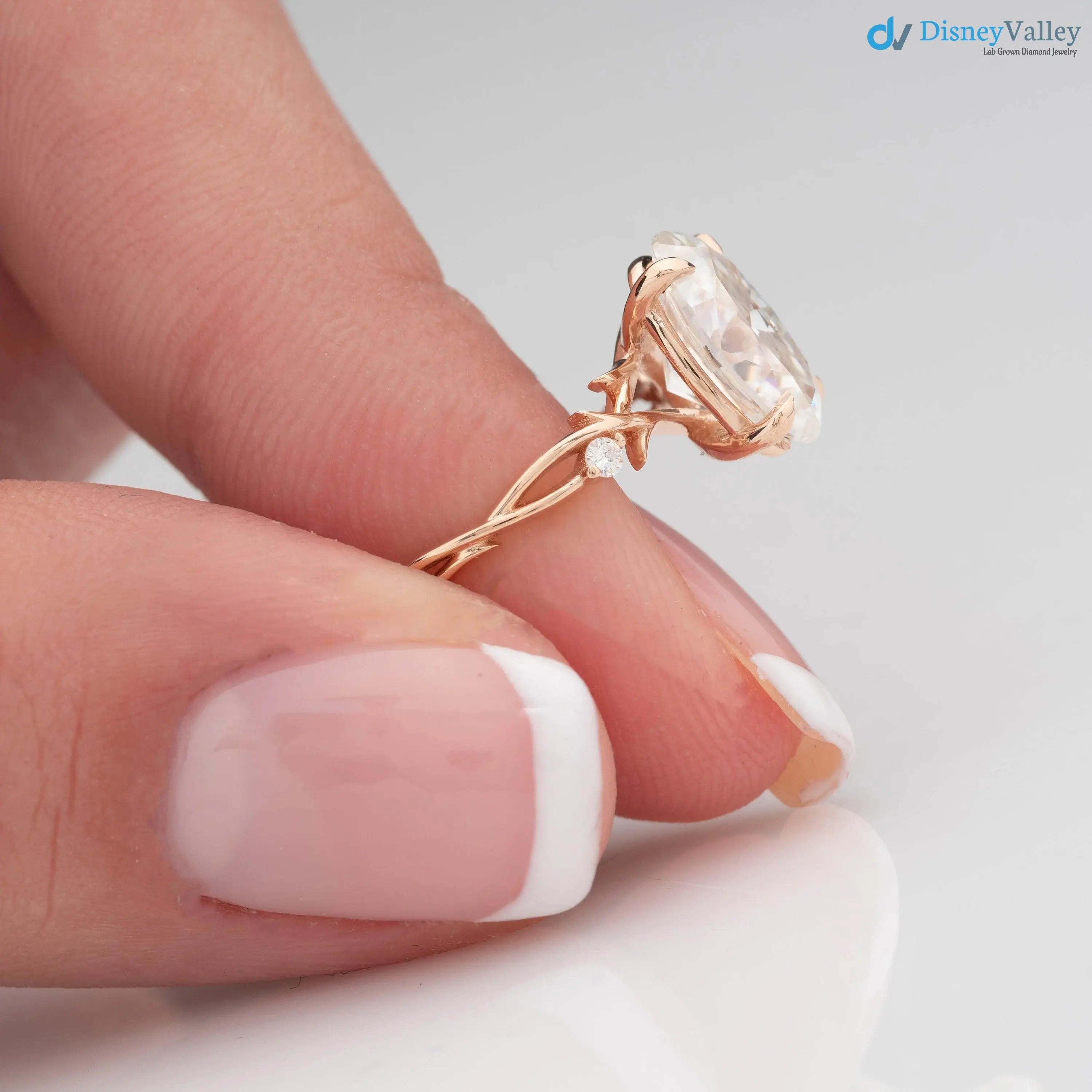 Oval Twig Engagement Ring, 2ct Unique Nature Inspired Lab Grown Engagement Ring DisneyValley