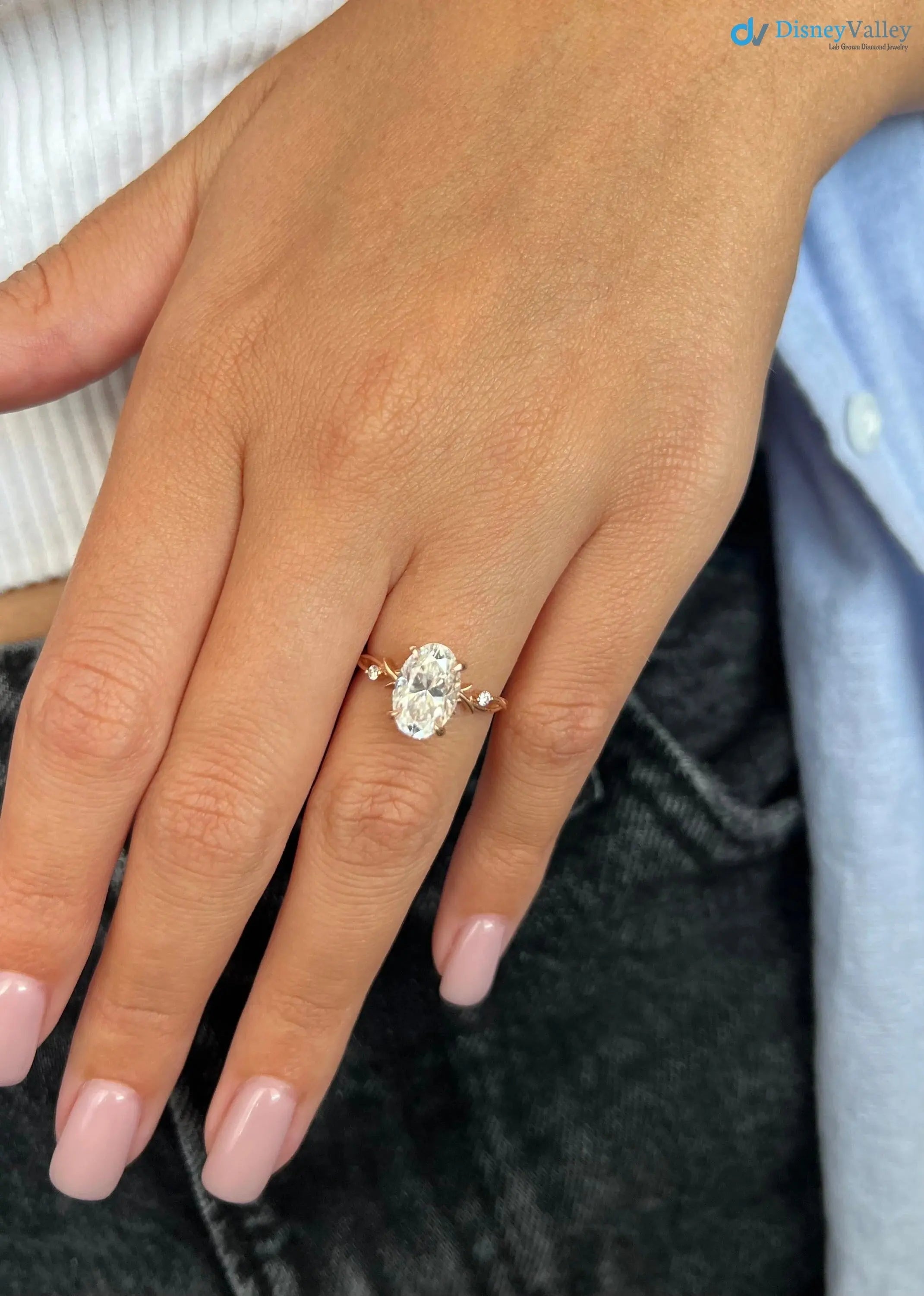 Oval Twig Engagement Ring, 2ct Unique Nature Inspired Lab Grown Engagement Ring DisneyValley