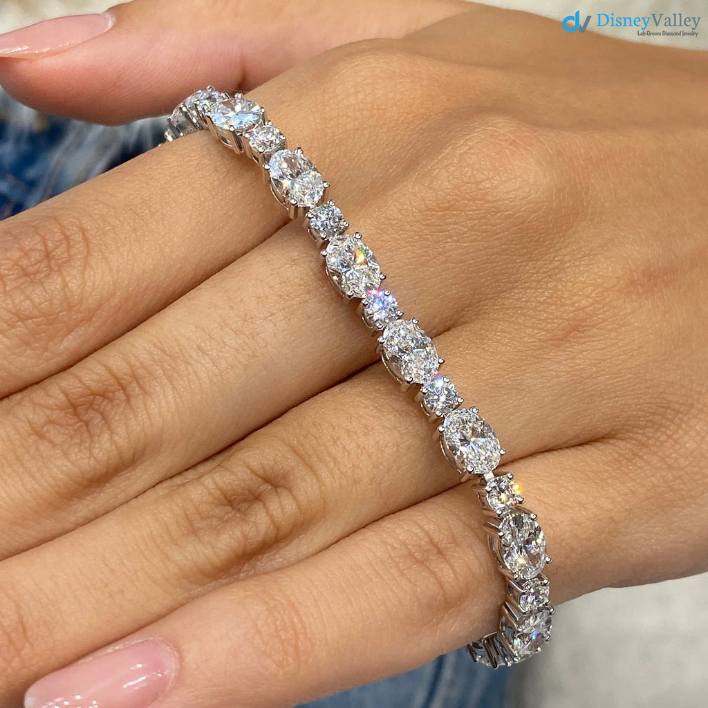 Oval and Round Cut lab grown Diamond Tennis Bracelet - DisneyValley
