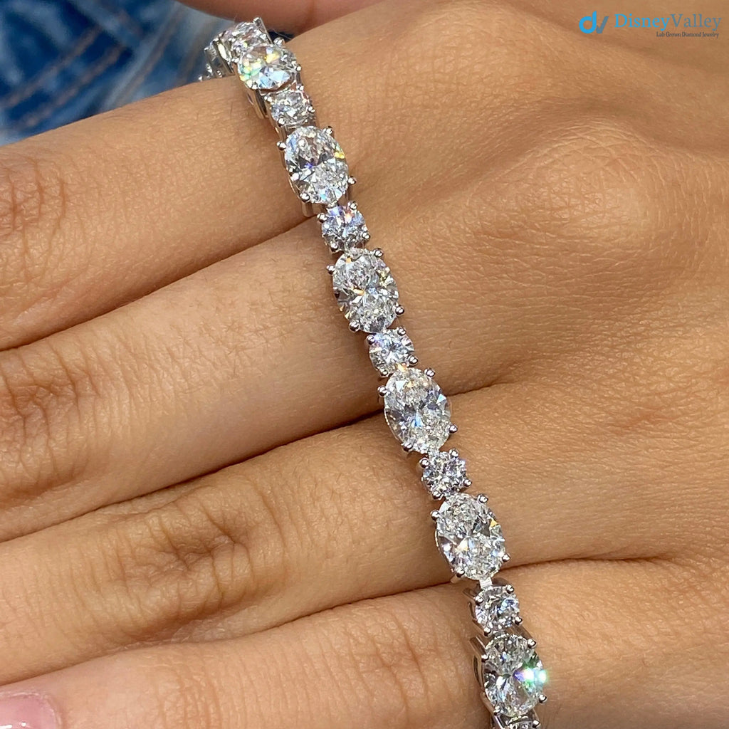 Oval and Round Cut lab grown Diamond Tennis Bracelet - DisneyValley