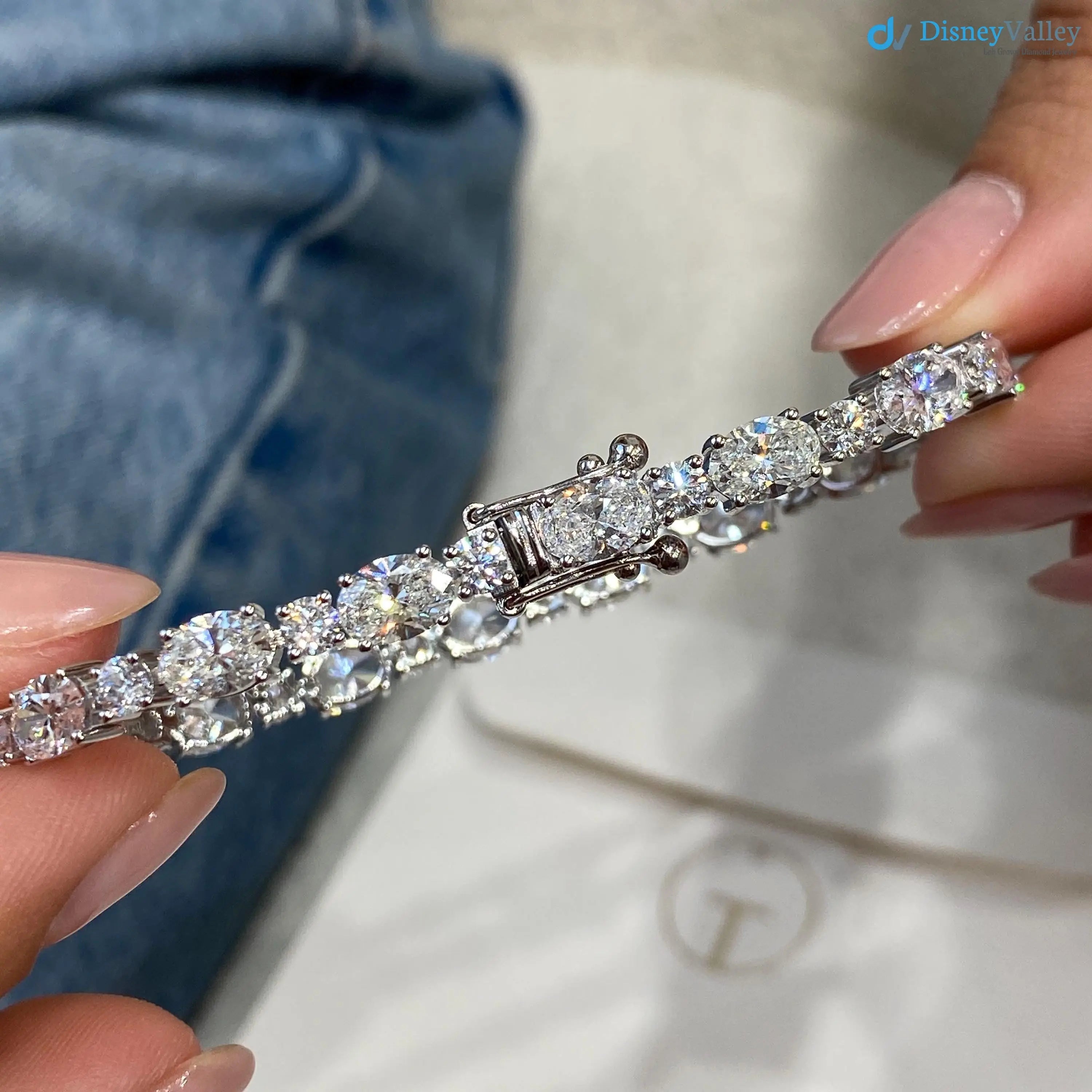 Oval and Round Cut lab grown Diamond Tennis Bracelet - DisneyValley