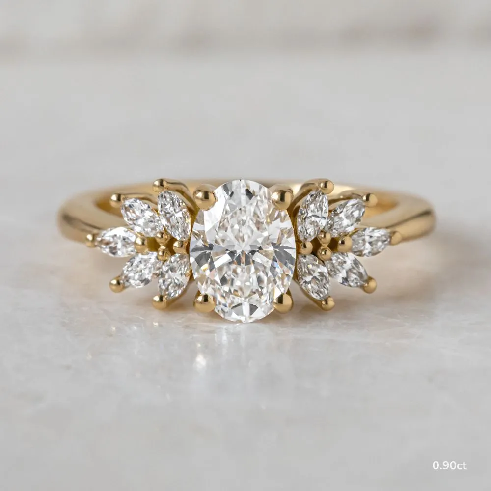 0.90 CT-2.0 CT Oval Moissanite Cluster Engagement Ring