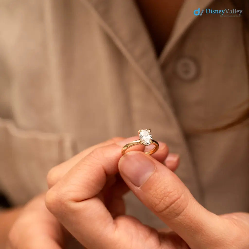 Oval cut lab grown diamond hidden halo solitaire wedding ring - DisneyValley