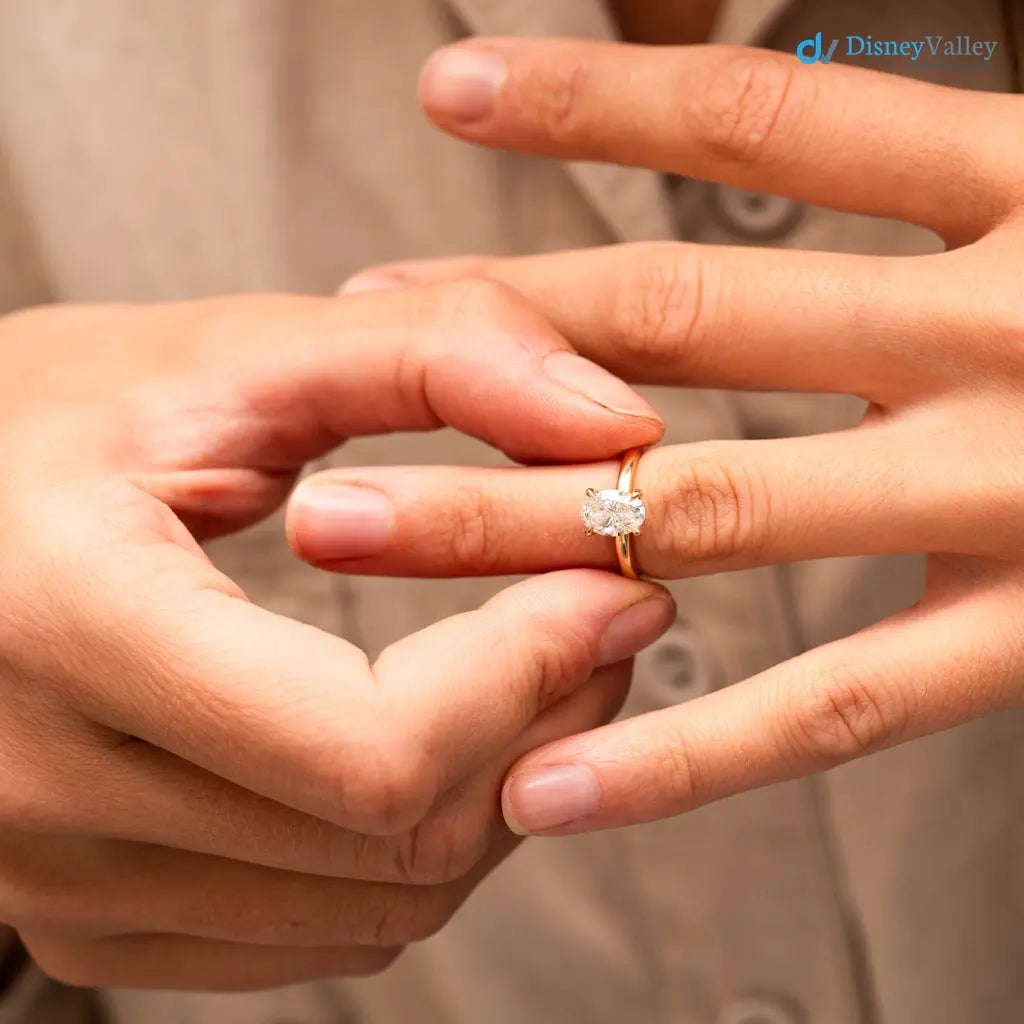 Oval cut lab grown diamond hidden halo solitaire wedding ring - DisneyValley