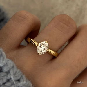 2.0 CT Oval Moissanite Solitaire Engagement Ring