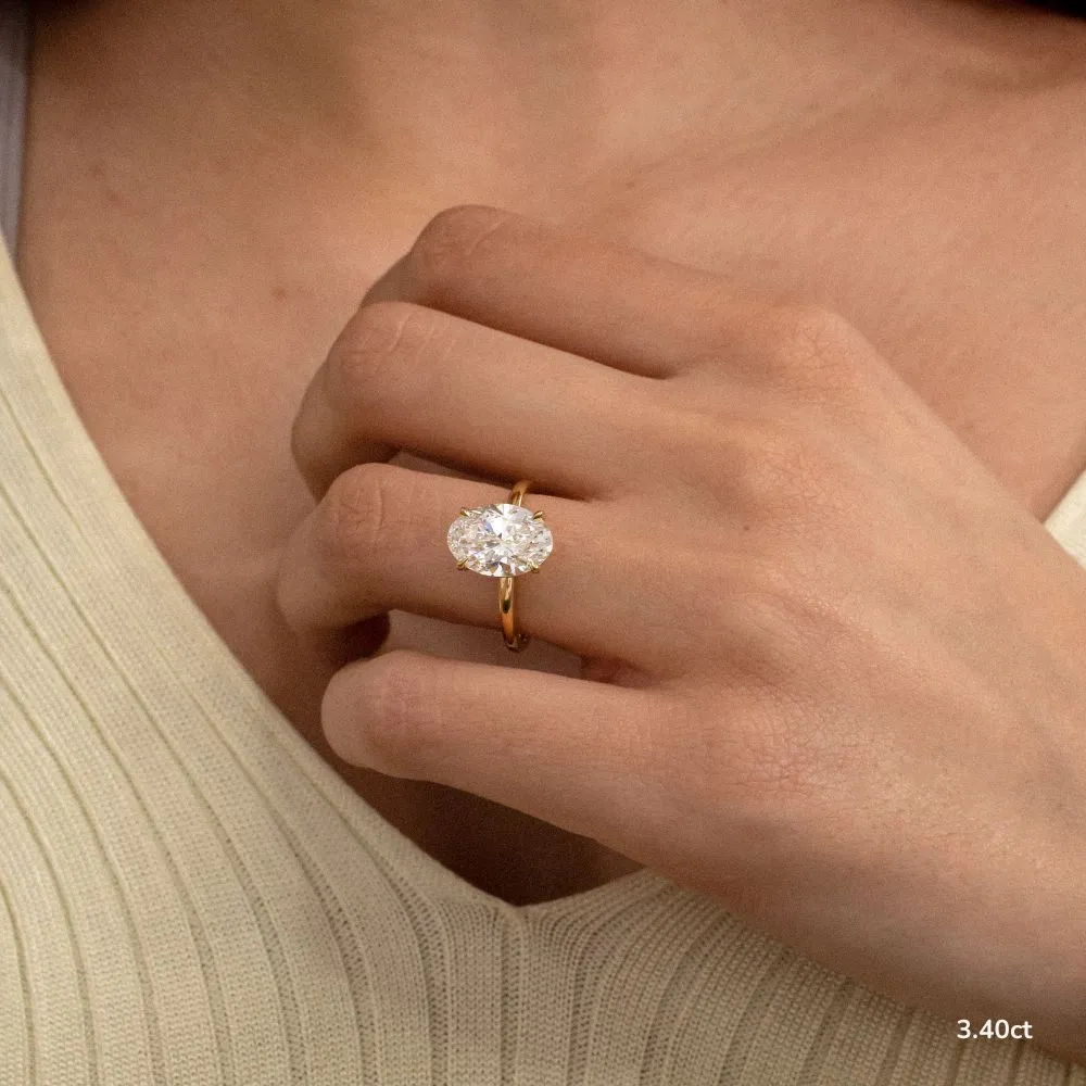 2.10 - 3.40 CT Oval Moissanite Solitaire Engagement Ring